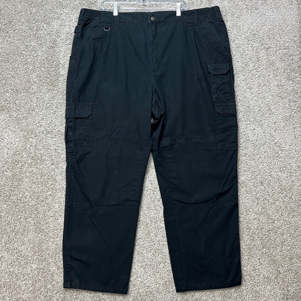 5.11 Tactical Cargo Pants Men 44x30 Black Straight Leg Elastic Waist Flap Pocket